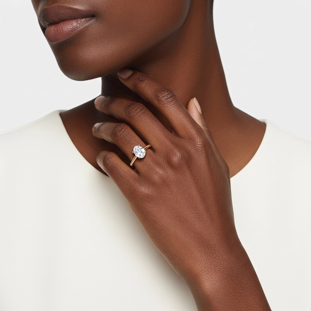 1.00ct Moissanite Engagement Ring 14K Rose Gold