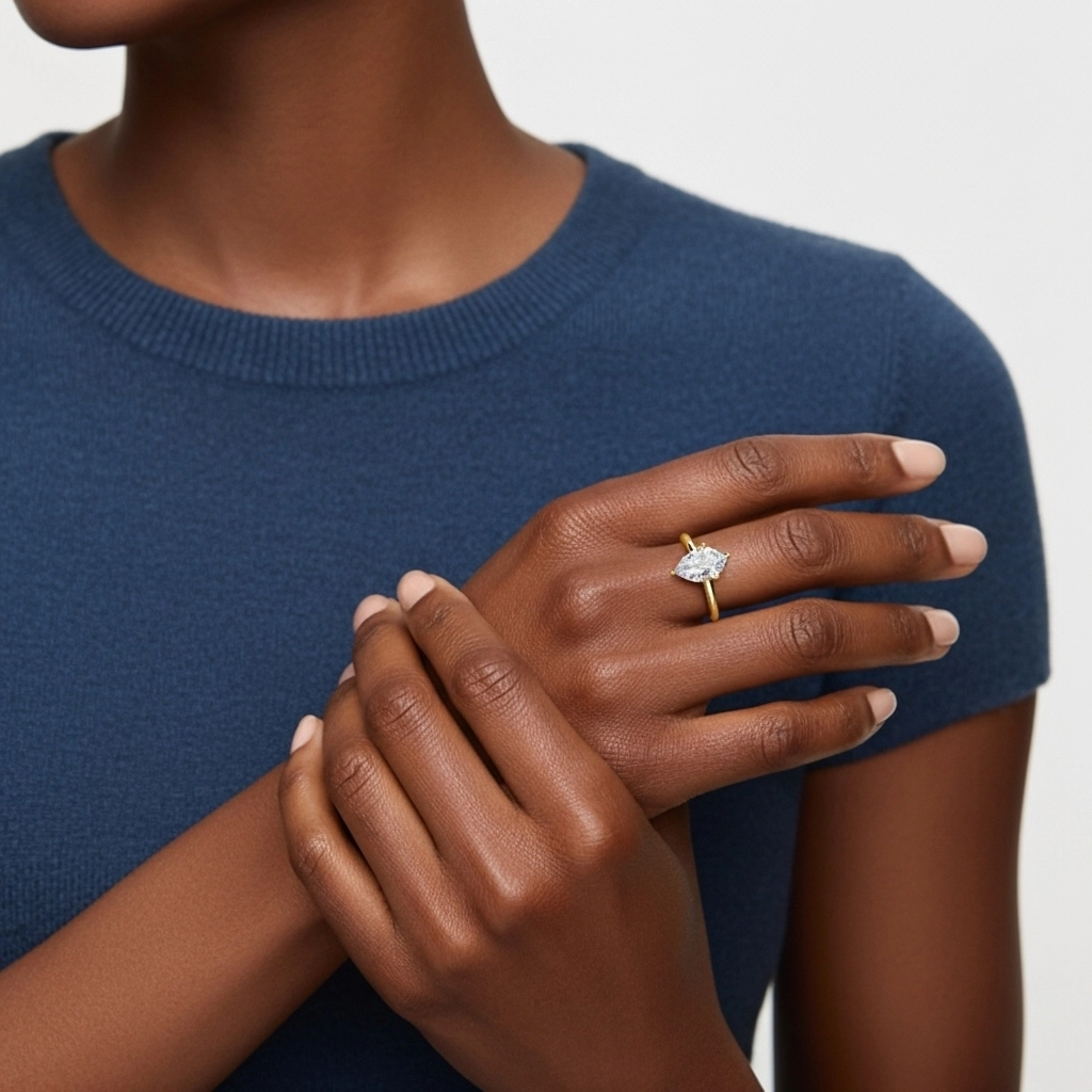 925 Sterling Silver Moissanite Engagement Ring