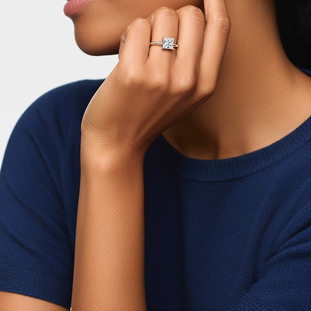 1.00ct Moissanite Engagement Ring 14K Rose Gold