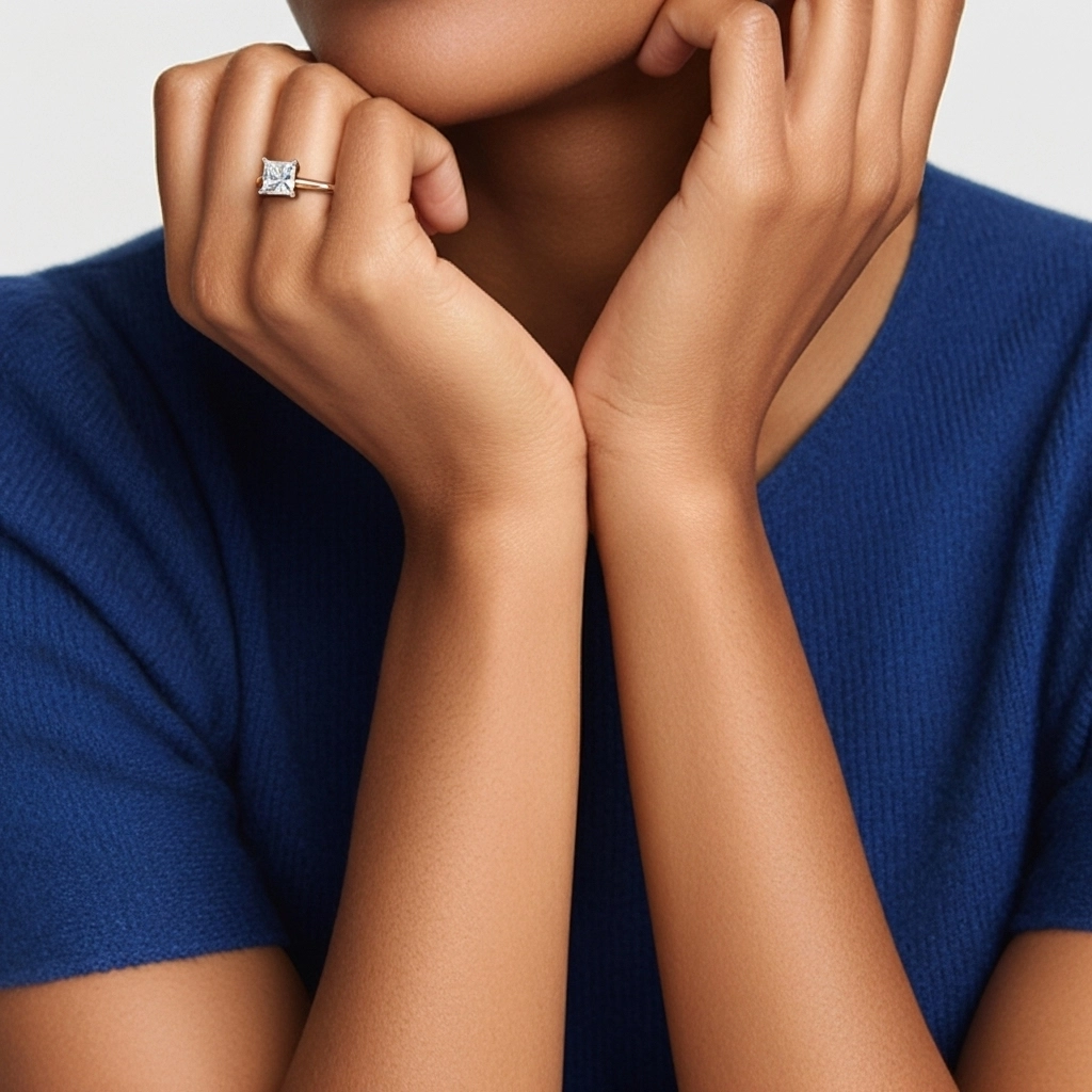 1.00ct Moissanite Engagement Ring 14K Rose Gold