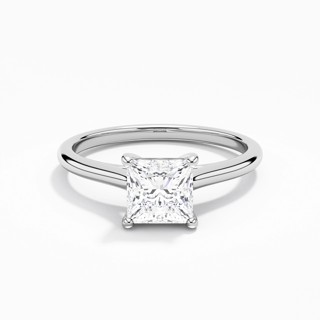 1.00ct Moissanite Engagement Ring 14K White Gold