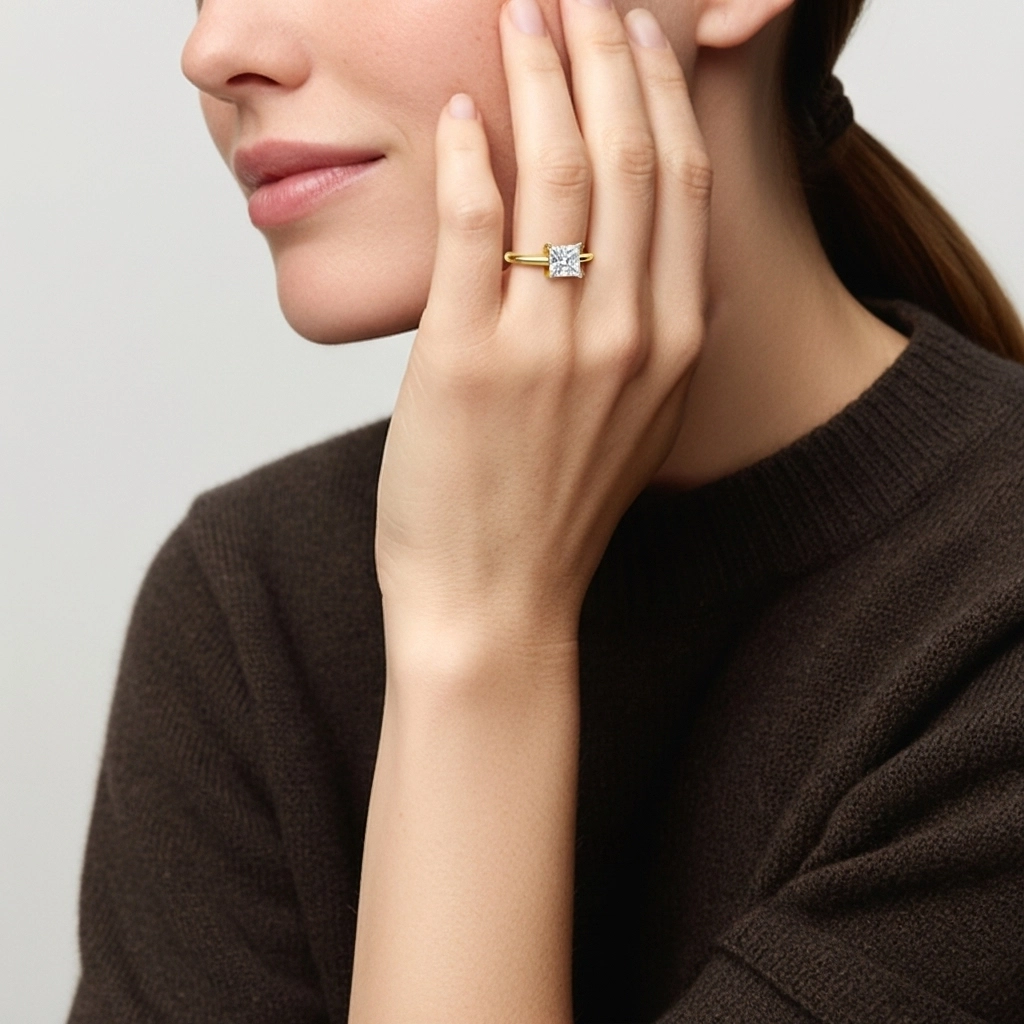 1.50ct Moissanite Engagement Ring 18K Gold