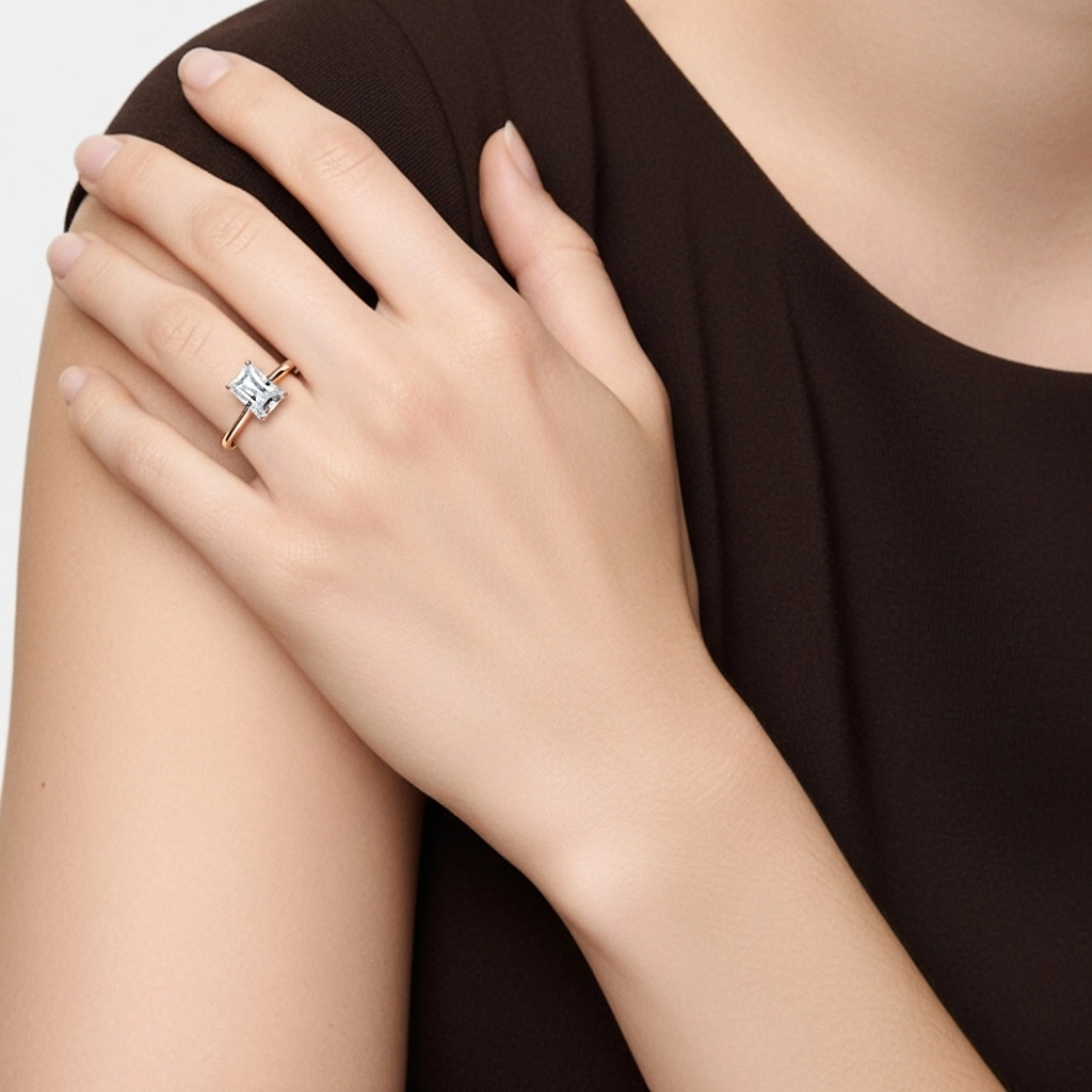 1.00ct Moissanite Engagement Ring 14K Rose Gold