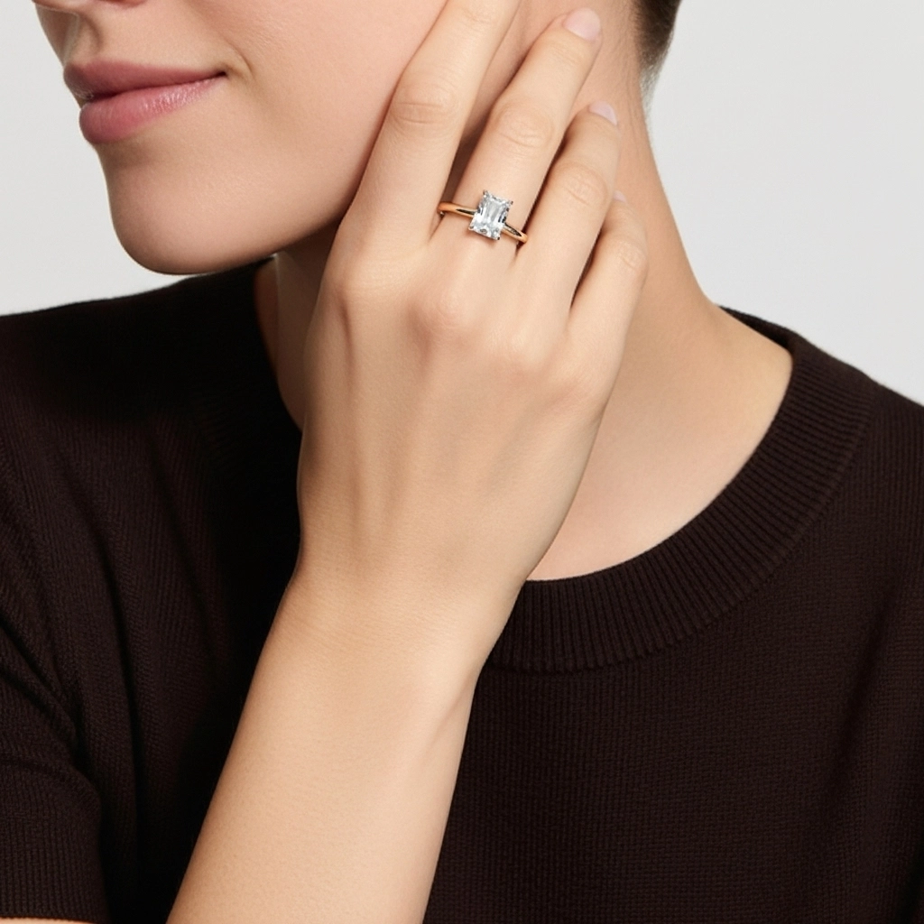 0.80ct Cubic Zirconia Engagement Ring 925 Sterling Silver