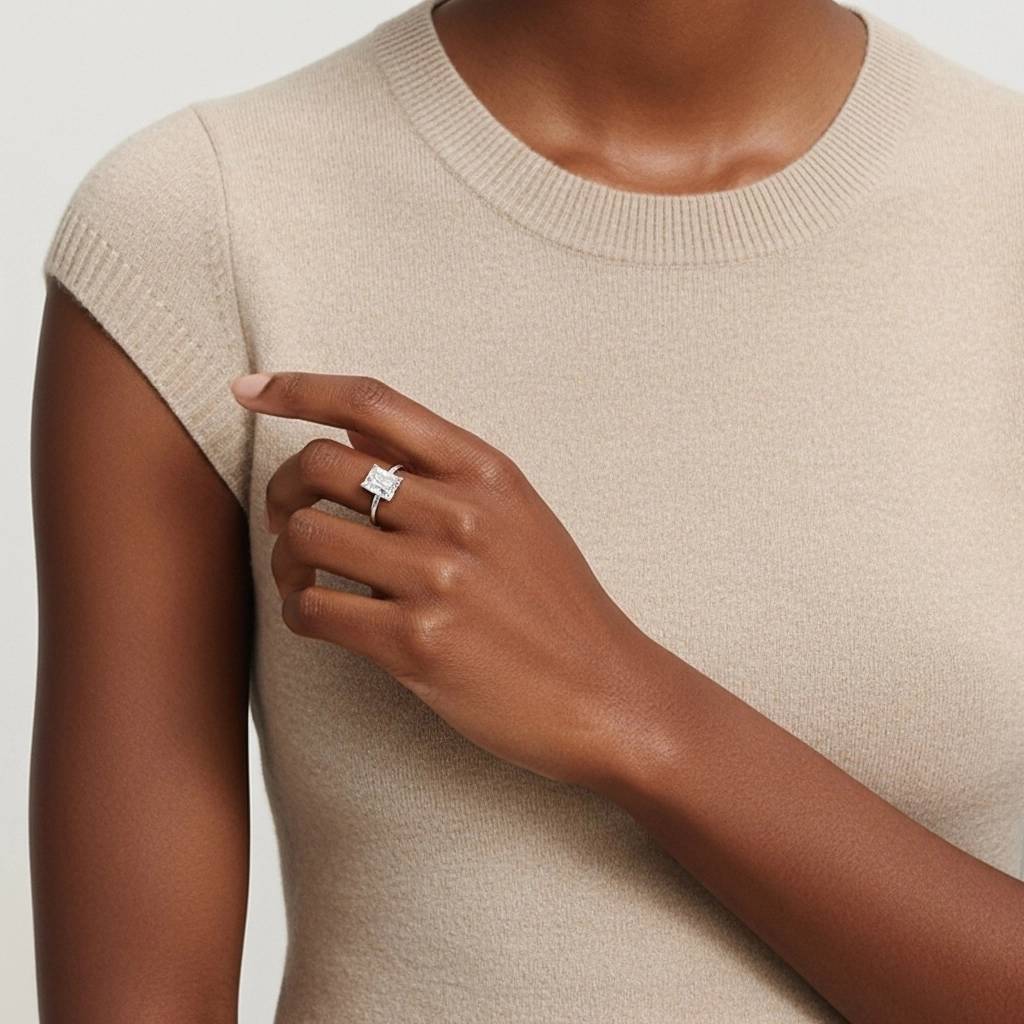 2.00ct Moissanite Engagement Ring 18K White Gold