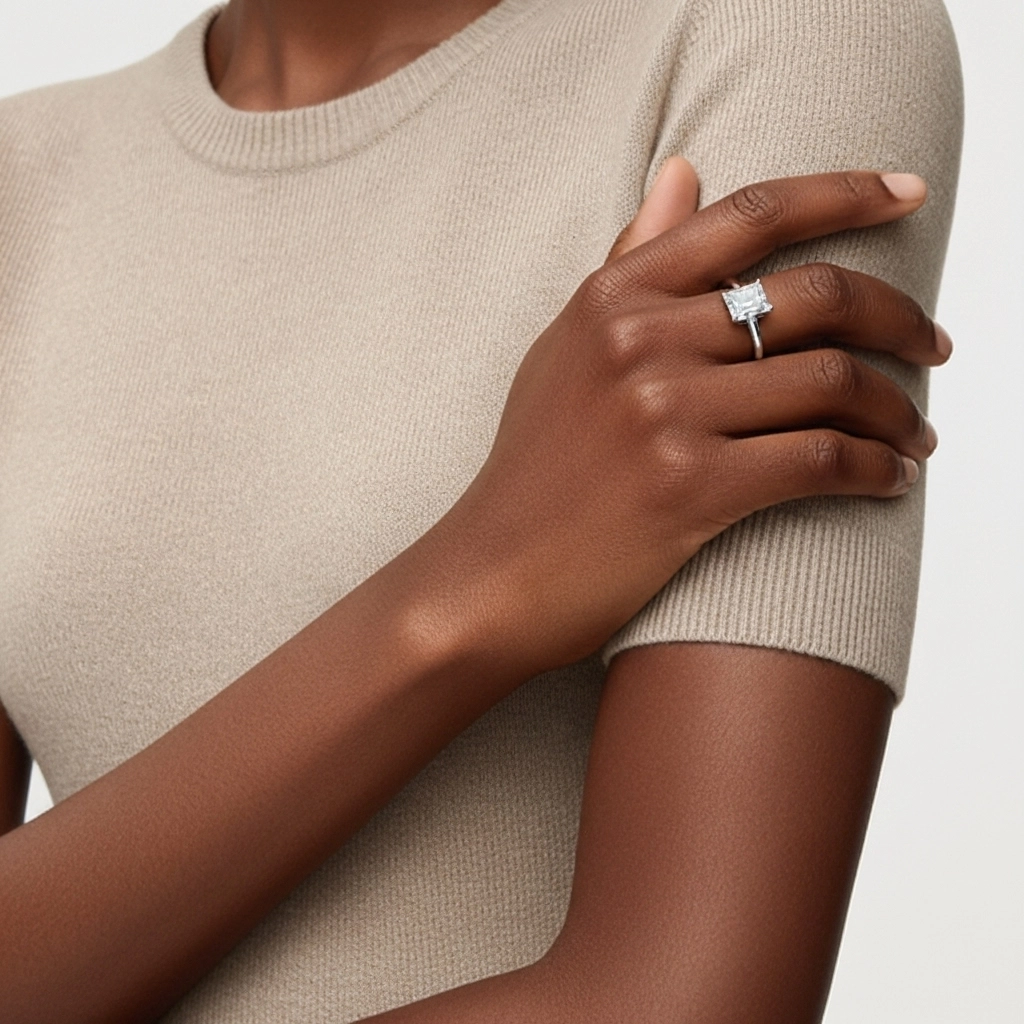 2.00ct Moissanite Engagement Ring 18K White Gold