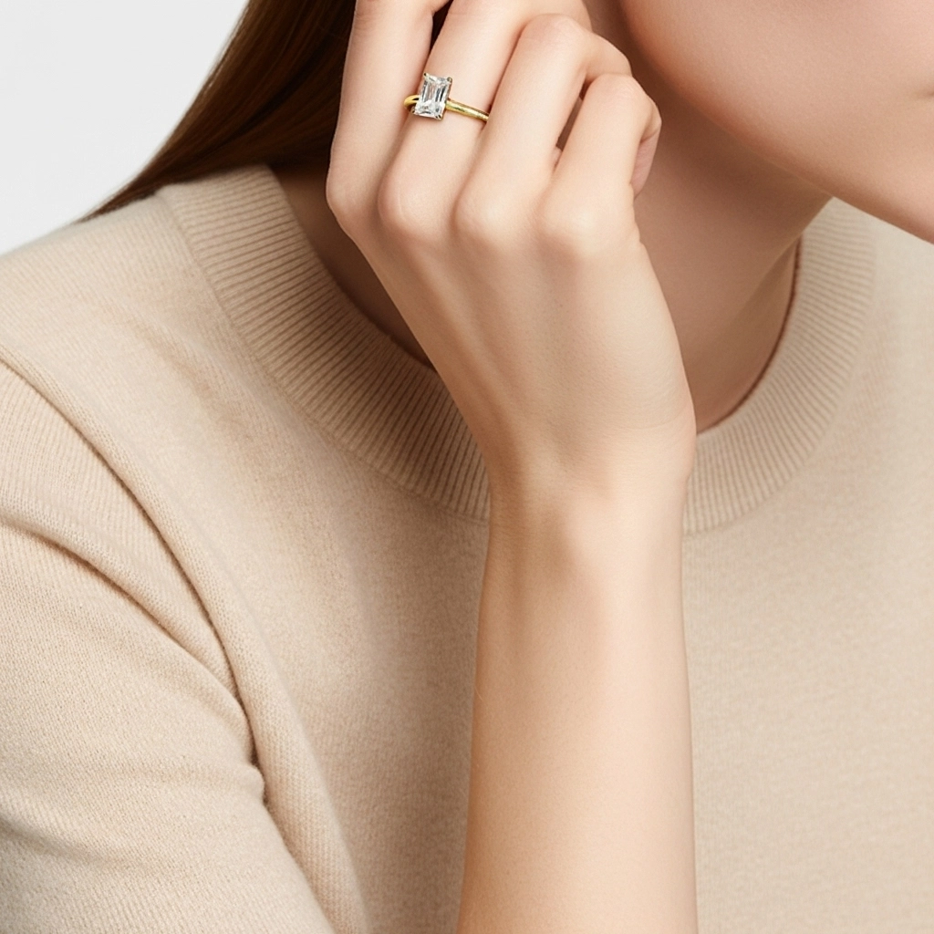 1.00ct Moissanite Engagement Ring 14K Gold