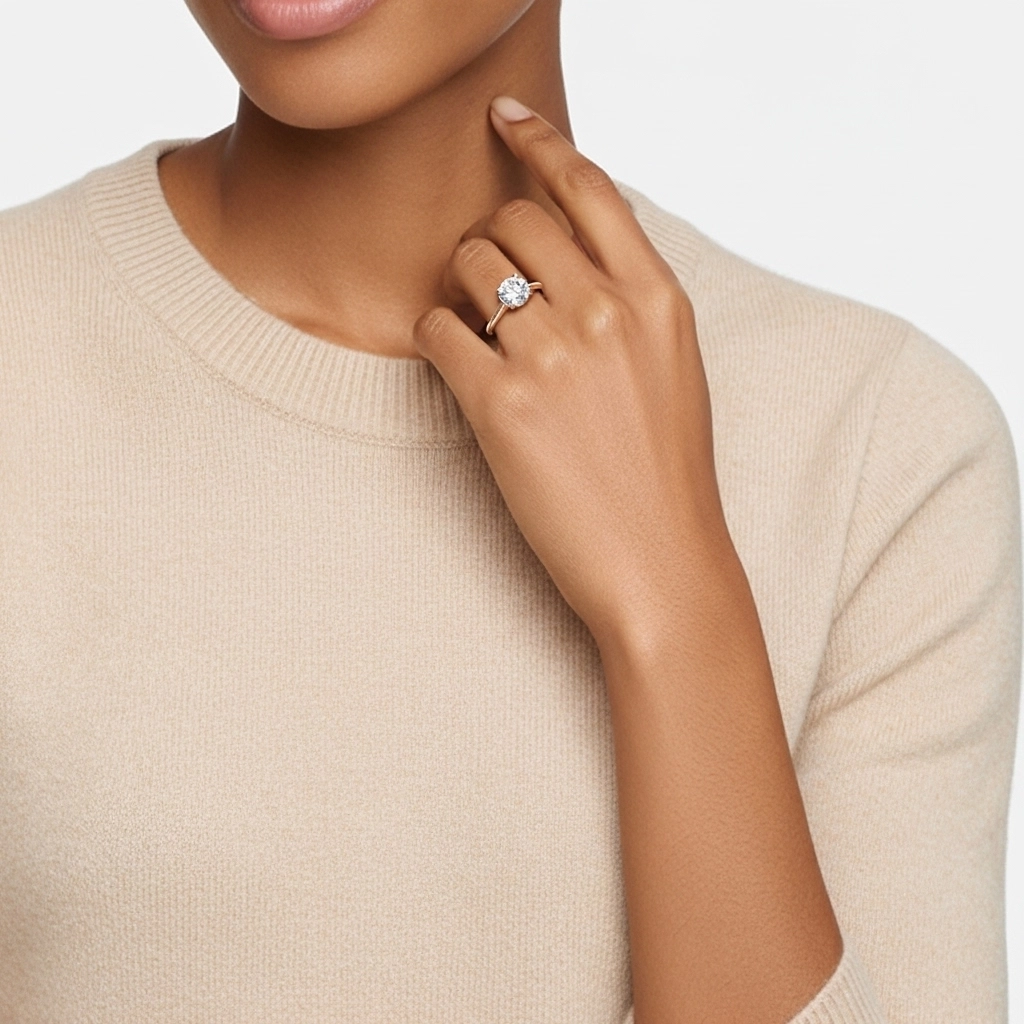 1.50ct Moissanite Engagement Ring 18K Rose Gold