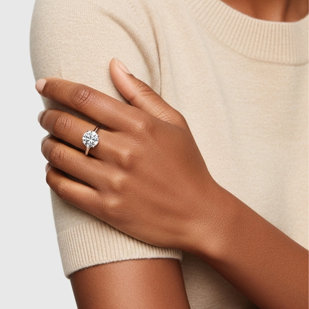 925 Sterling Silver Moissanite Engagement Ring