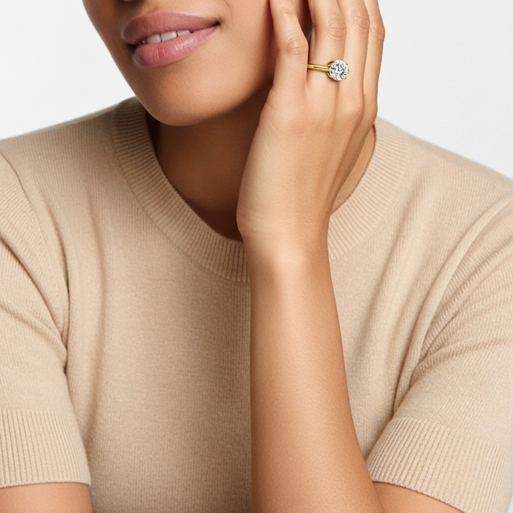 925 Sterling Silver Moissanite Engagement Ring