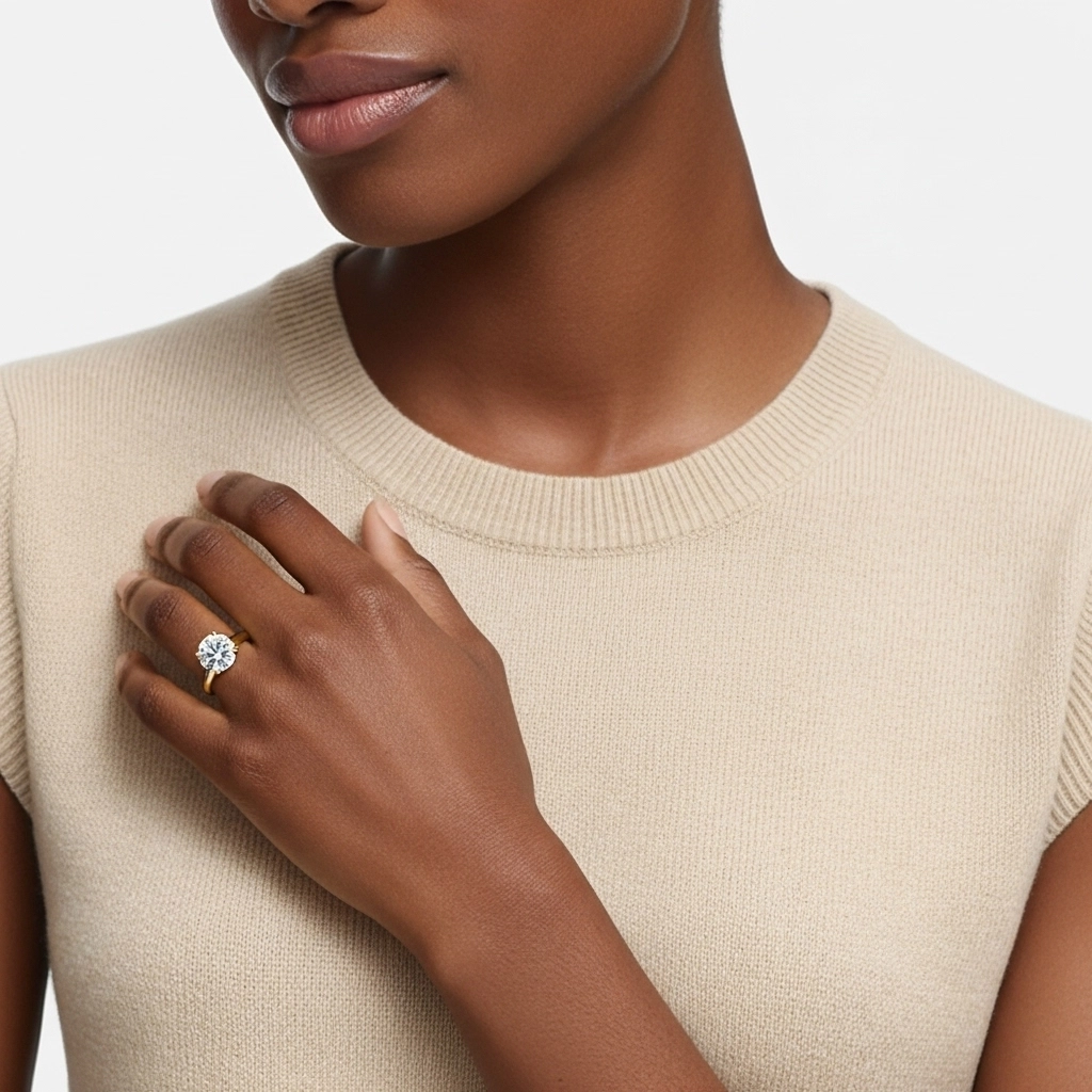 925 Sterling Silver Moissanite Engagement Ring