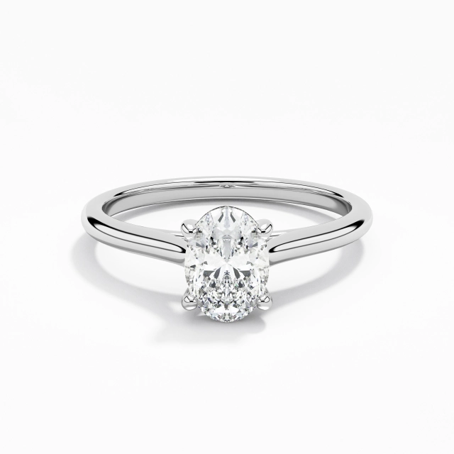 1.00ct Moissanite Engagement Ring 18K White Gold