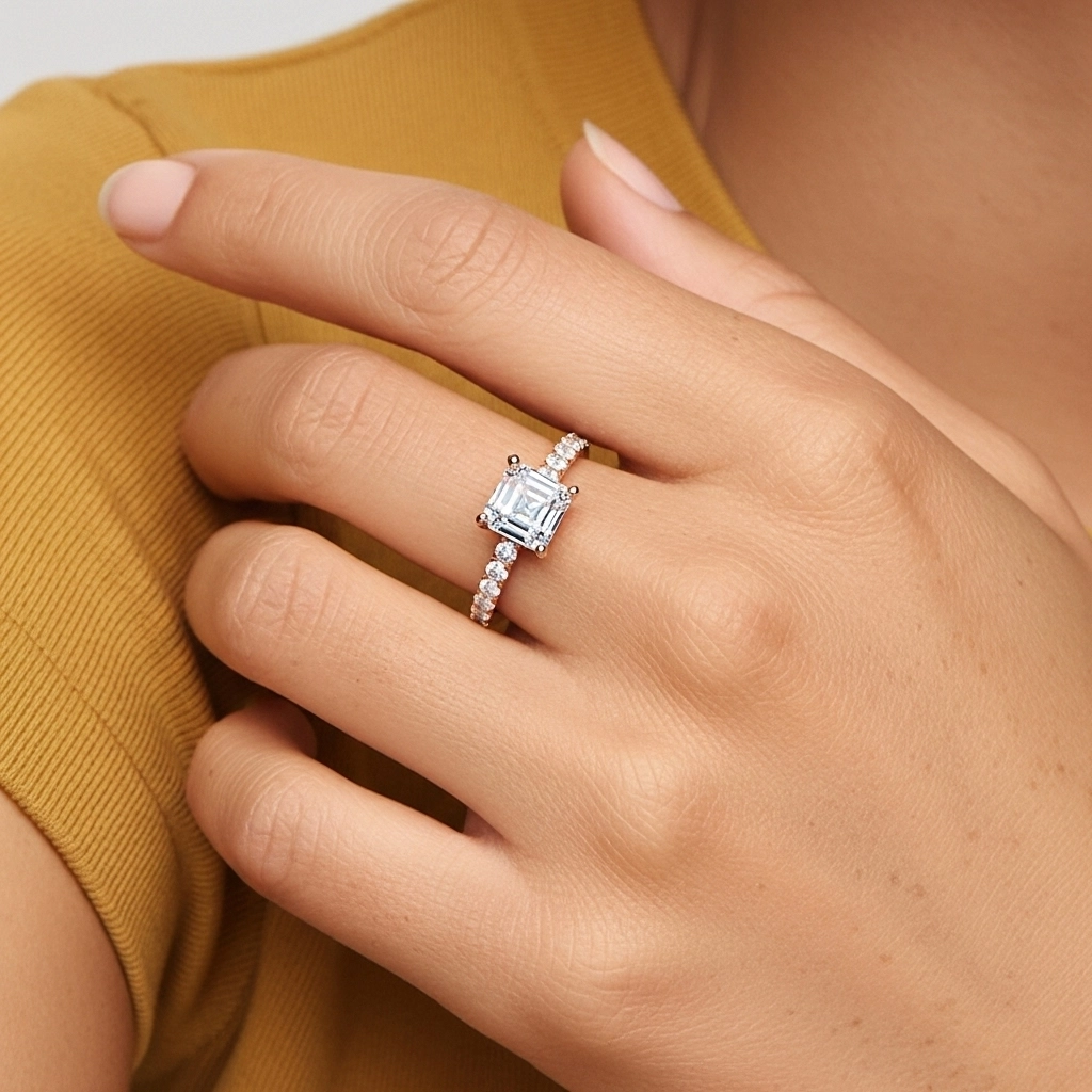 Classic Asscher 1.50ct Moissanite Engagement Ring