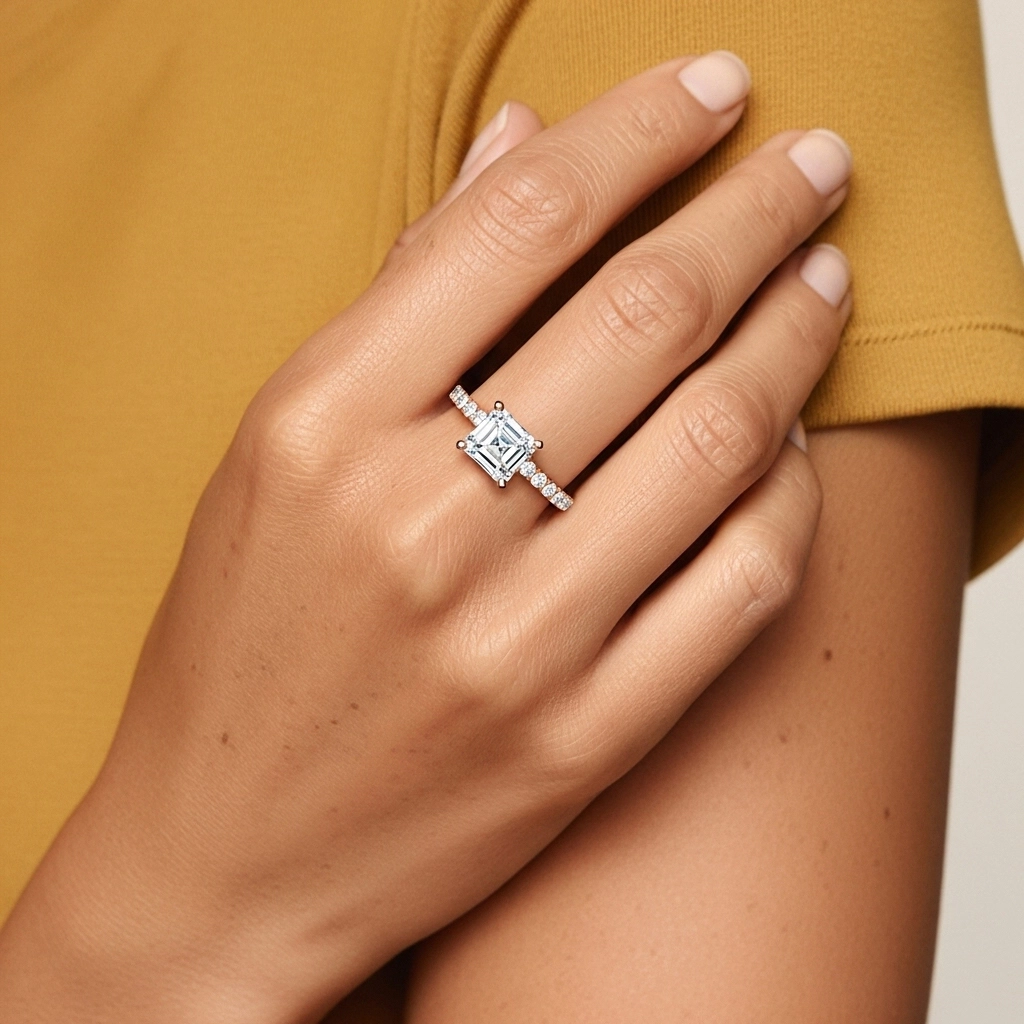 Classic Asscher 1.50ct Moissanite Engagement Ring