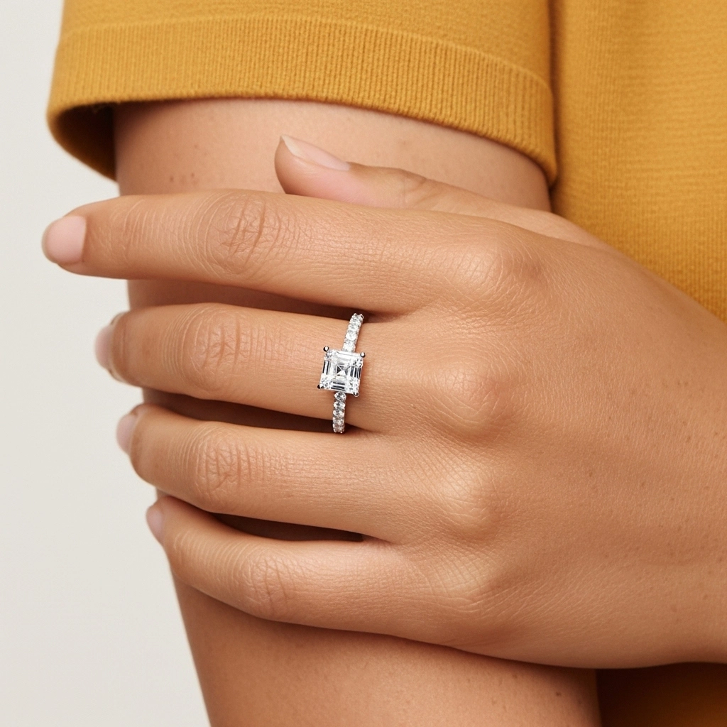 1.50ct Moissanite Engagement Ring 14K White Gold