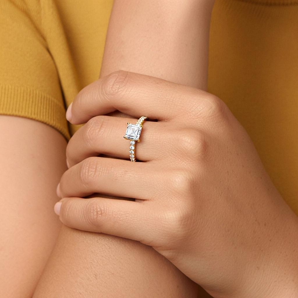 1.50ct Moissanite Engagement Ring 14K Gold