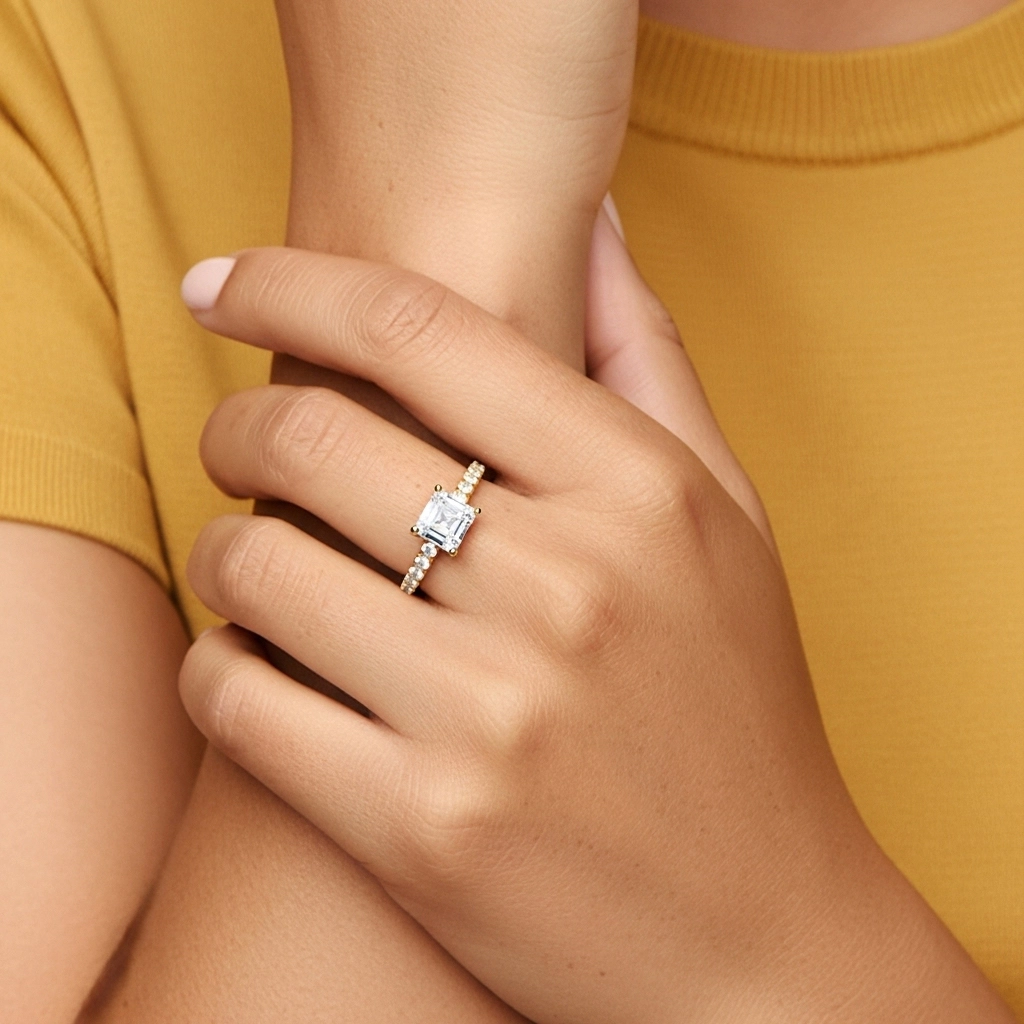 1.50ct Moissanite Engagement Ring 14K Gold