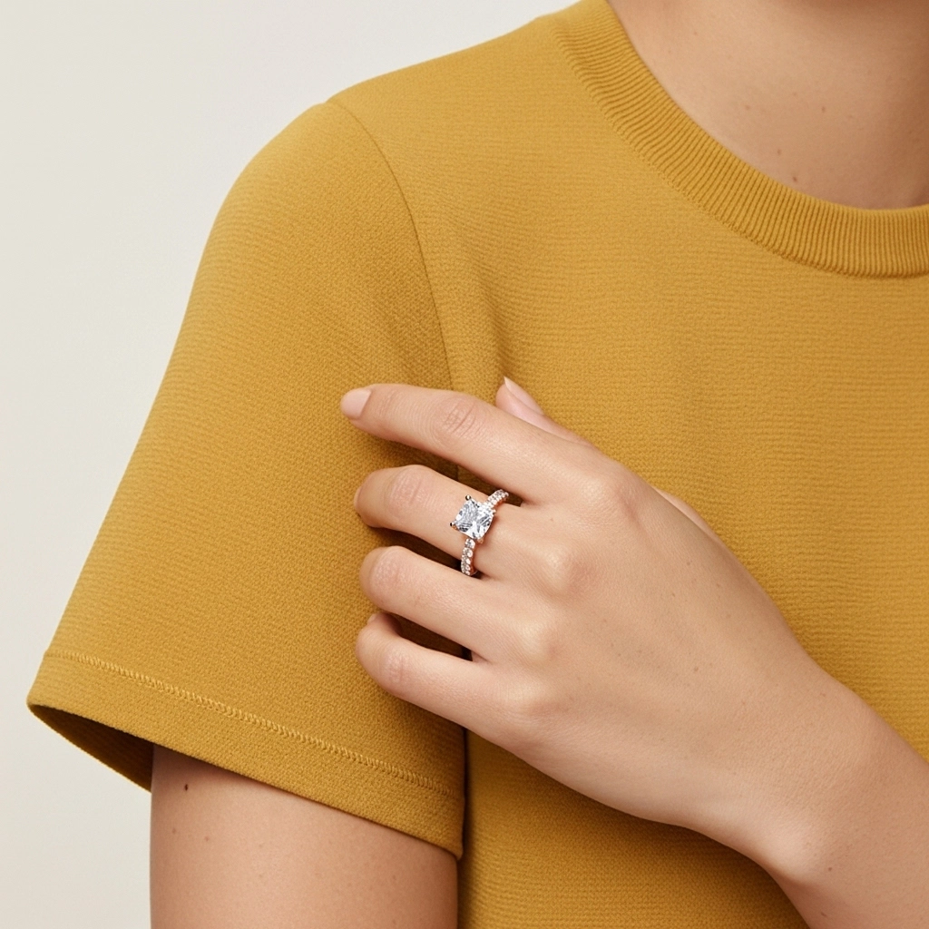 1.50ct Moissanita Anillo de Compromiso Oro rosa 14K