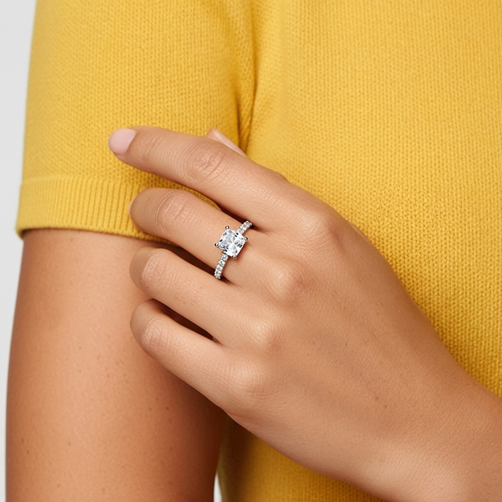 1.50ct Moissanita Anillo de Compromiso Oro blanco 14K