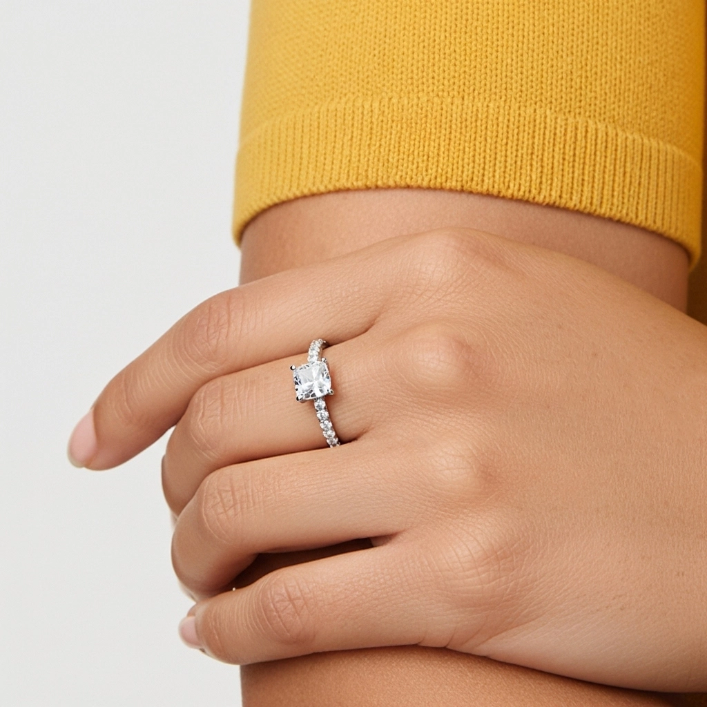 1.50ct Moissanita Anillo de Compromiso Oro blanco 14K