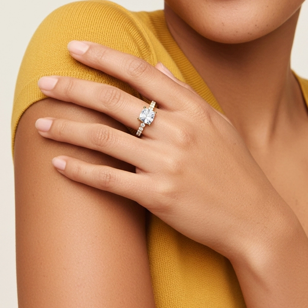 Classique Coussin 1.50ct Moissanite Bague de fiançailles