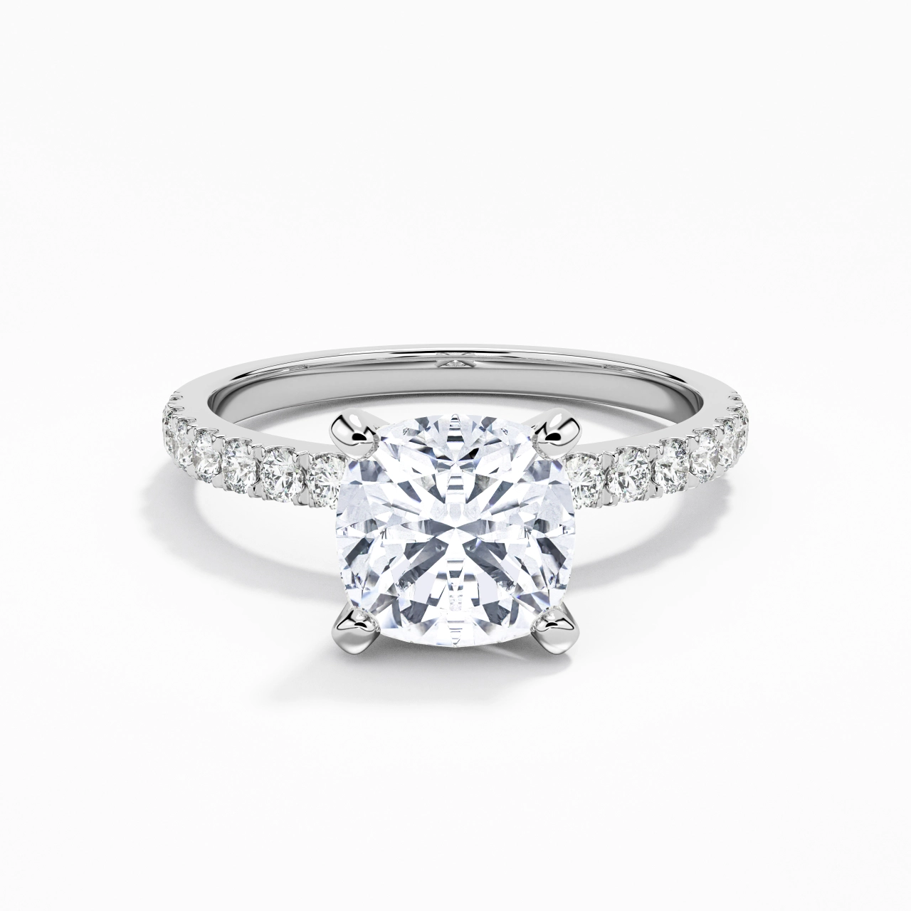 2.00ct Moissanite Engagement Ring 18K White Gold