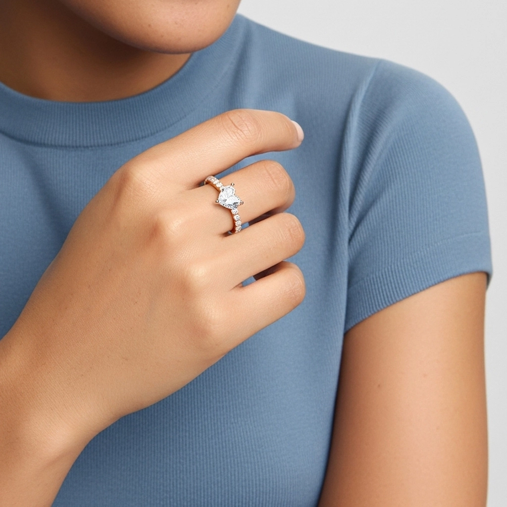 Clásico Corazón 1.50ct Moissanita Anillo de Compromiso