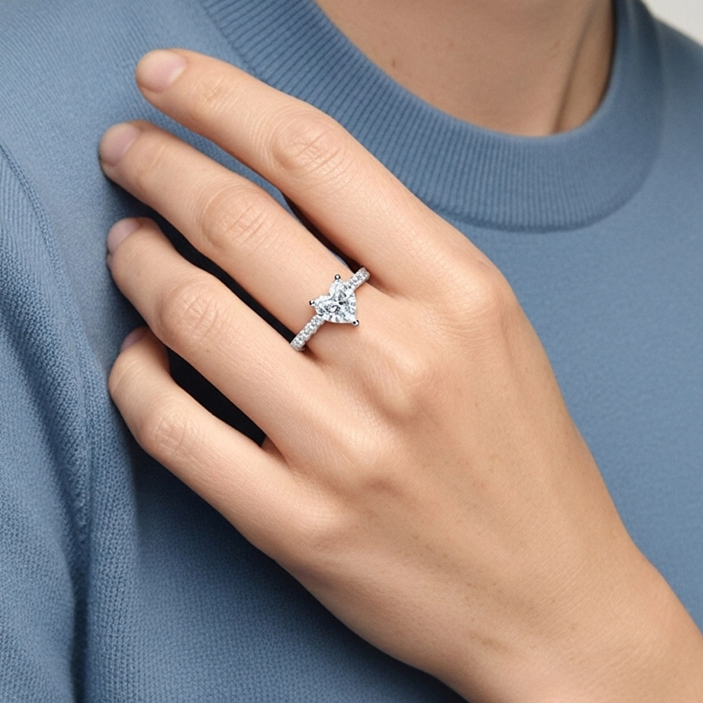 1.50ct Moissanite Engagement Ring 14K White Gold