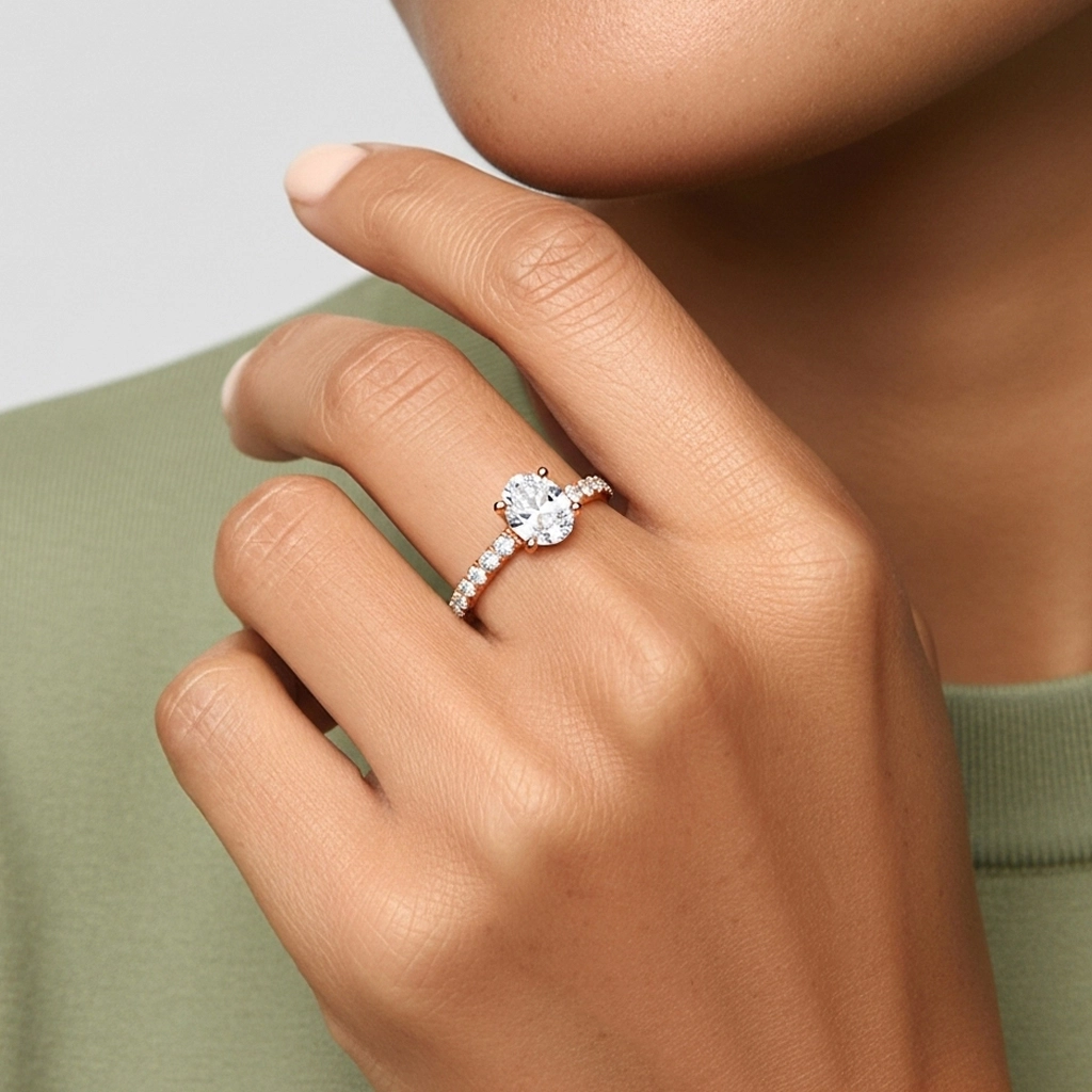 1.50ct Moissanite Engagement Ring 14K Rose Gold