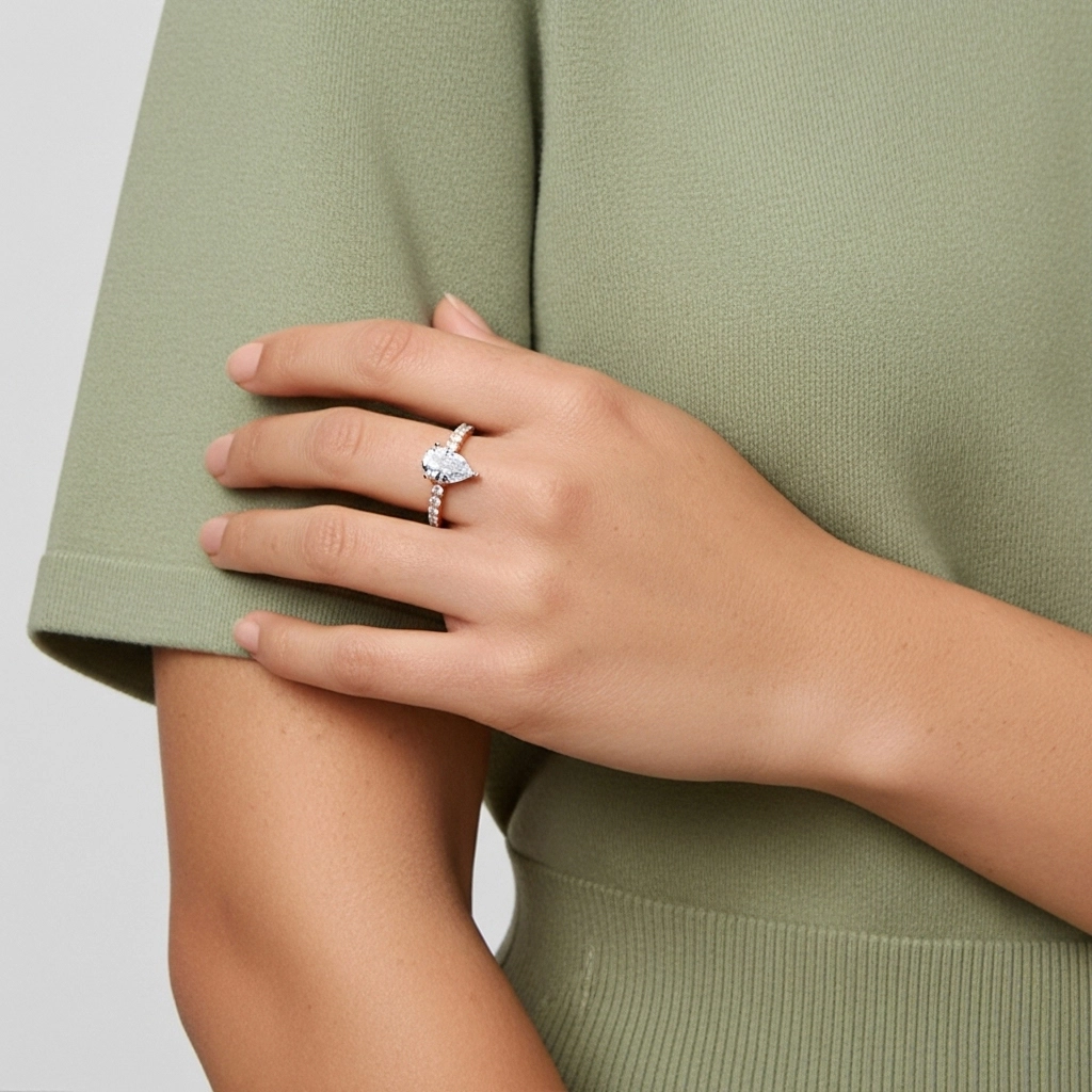 1.50ct Moissanite Engagement Ring 14K Rose Gold