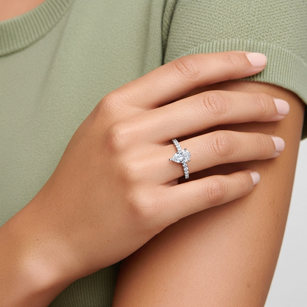 1.50ct Moissanite Engagement Ring 14K White Gold