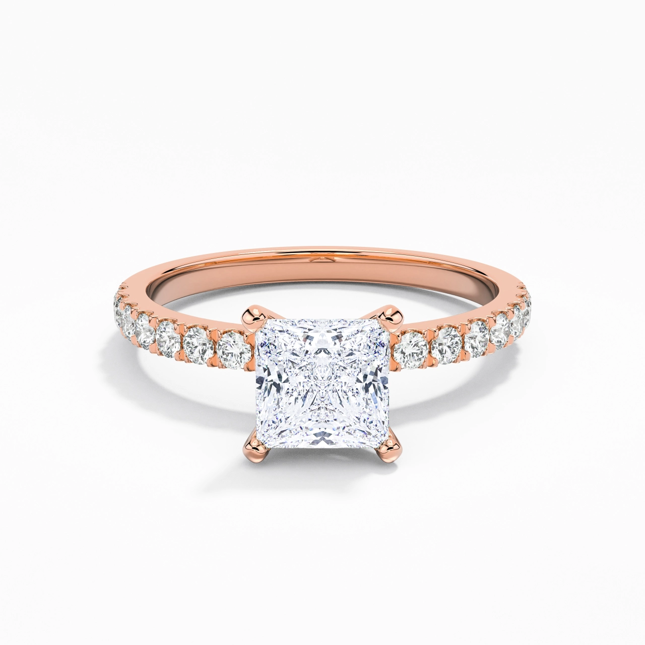 1.00ct Moissanite Engagement Ring 14K Rose Gold