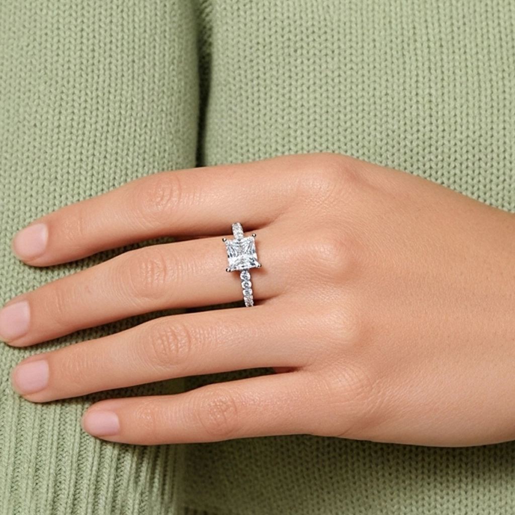 1.50ct Moissanite Bague de fiançailles Or blanc 14 carats