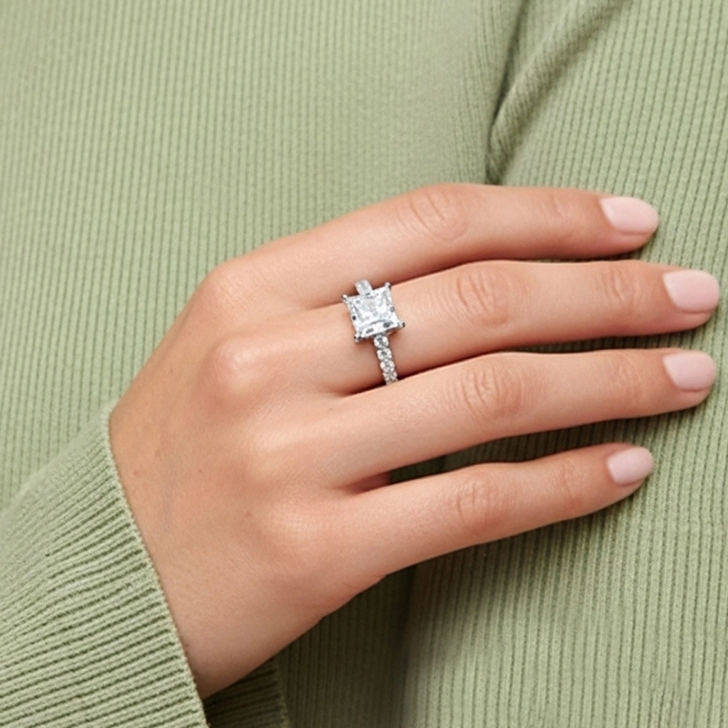 1.50ct Moissanite Bague de fiançailles Or blanc 14 carats