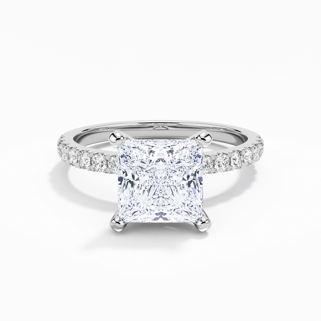 2.00ct Moissanite Engagement Ring 18K White Gold