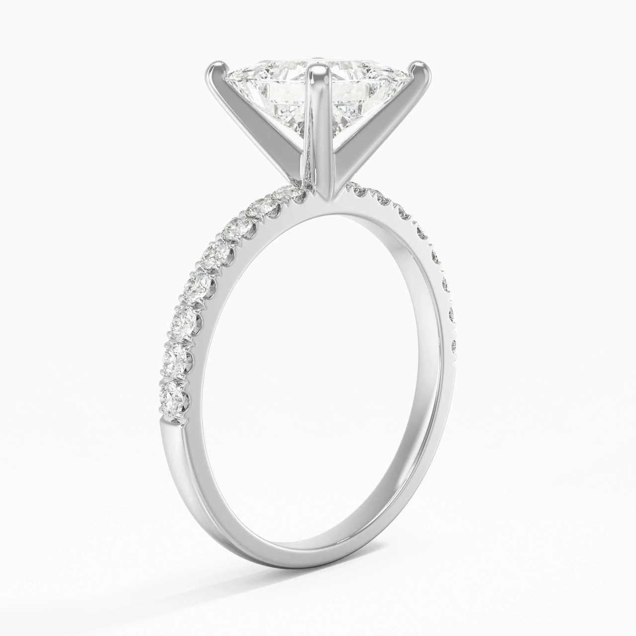 2.00ct Moissanite Engagement Ring 18K White Gold