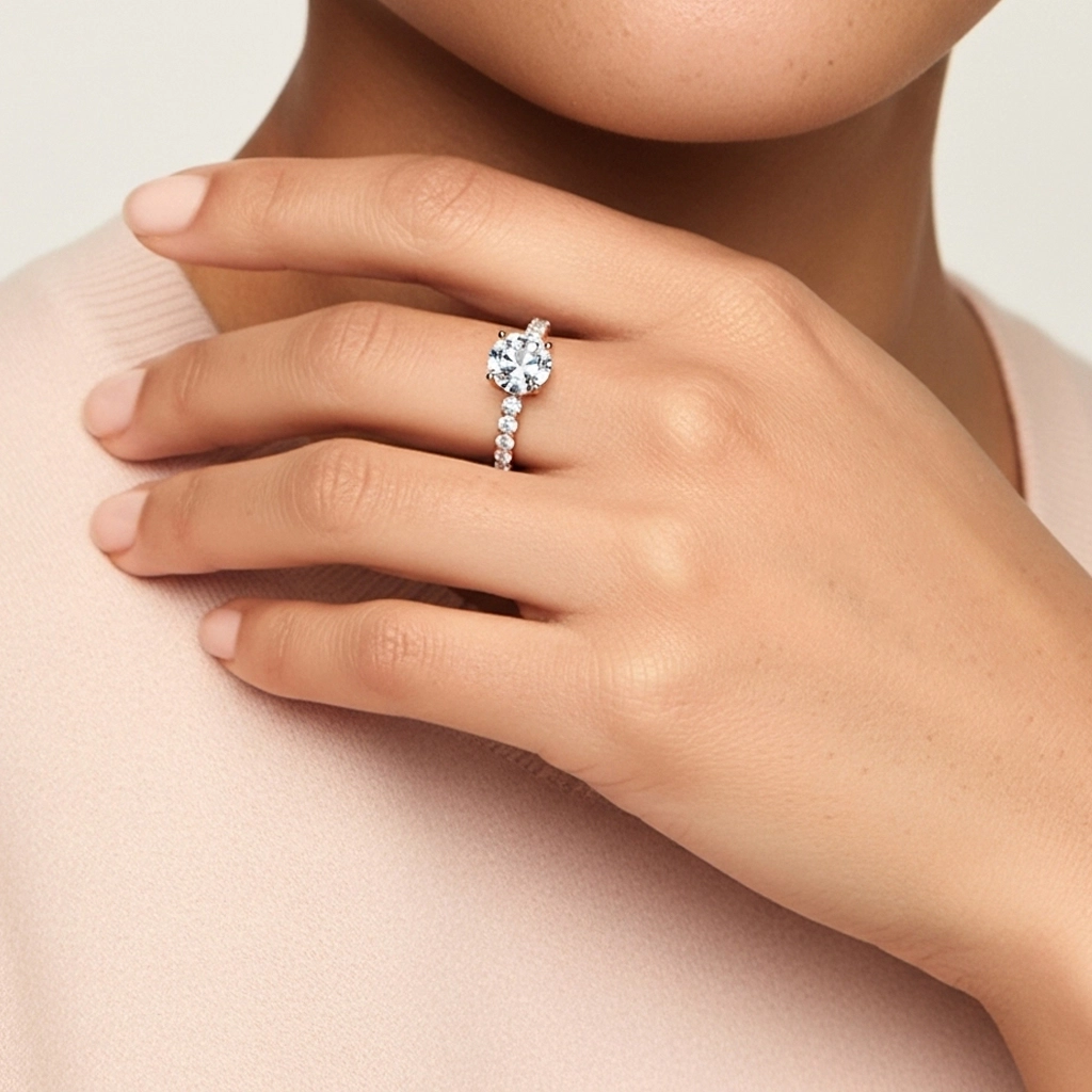 1.50ct Moissanita Anillo de Compromiso Oro rosa 14K