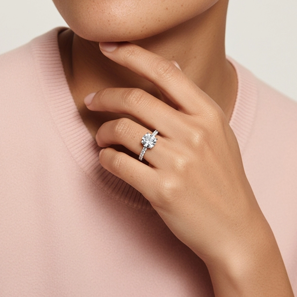 1.50ct Moissanite Bague de fiançailles Or blanc 14 carats