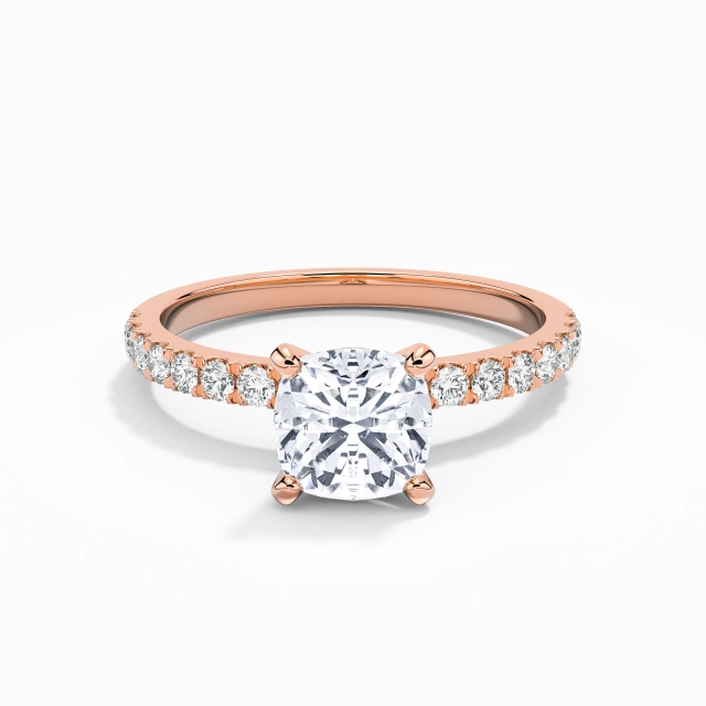 Classic Cushion Moissanite Engagement Ring 1.00ct In White 925 Sterling Silver East West Straight Shank