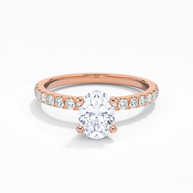 Classic Oval Moissanite Engagement Ring 1.00ct In White 925 Sterling Silver East West Straight Shank