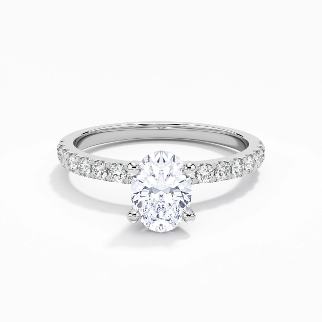 Classique Ovale Moissanite Bague de fiançailles 1.00ct En Blanc Argent sterling 925 Est Ouest Tige Droite