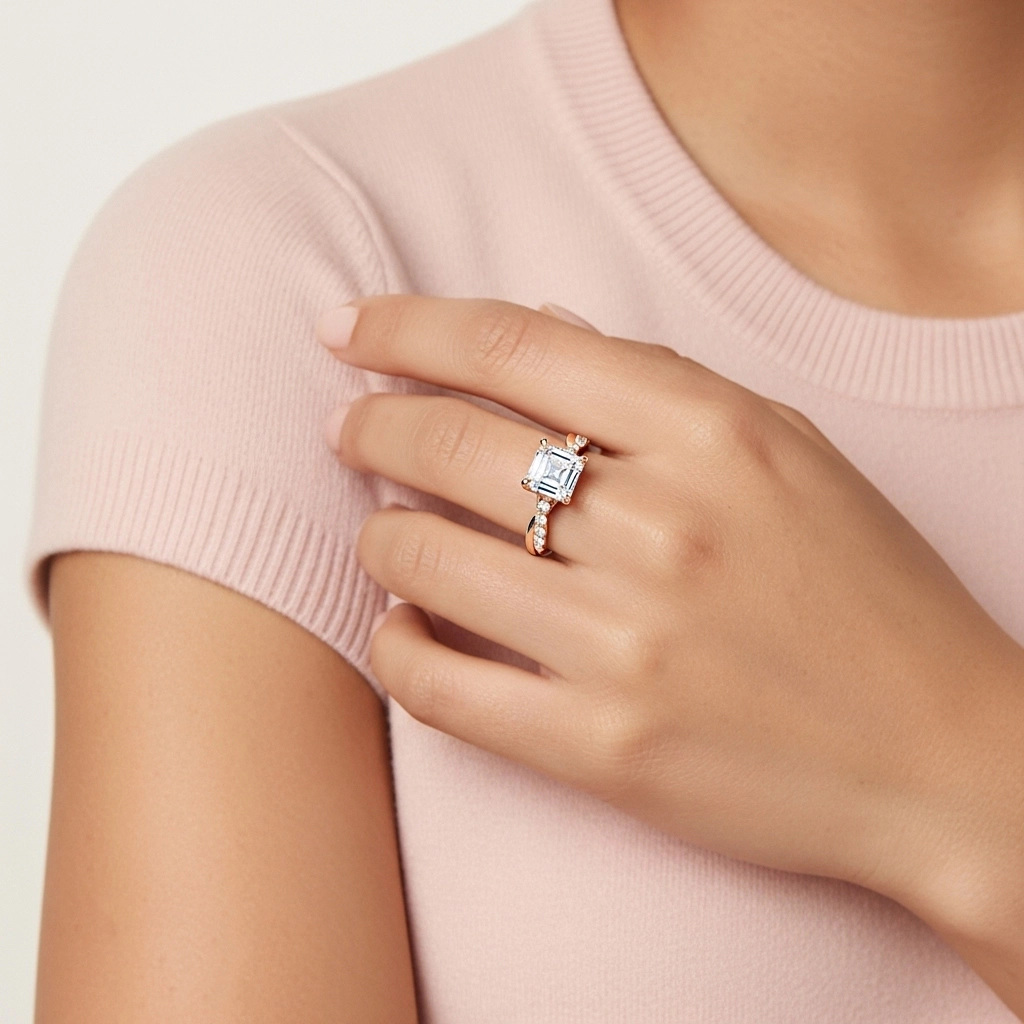 1.00ct Moissanita Anillo de Compromiso Oro rosa 18K