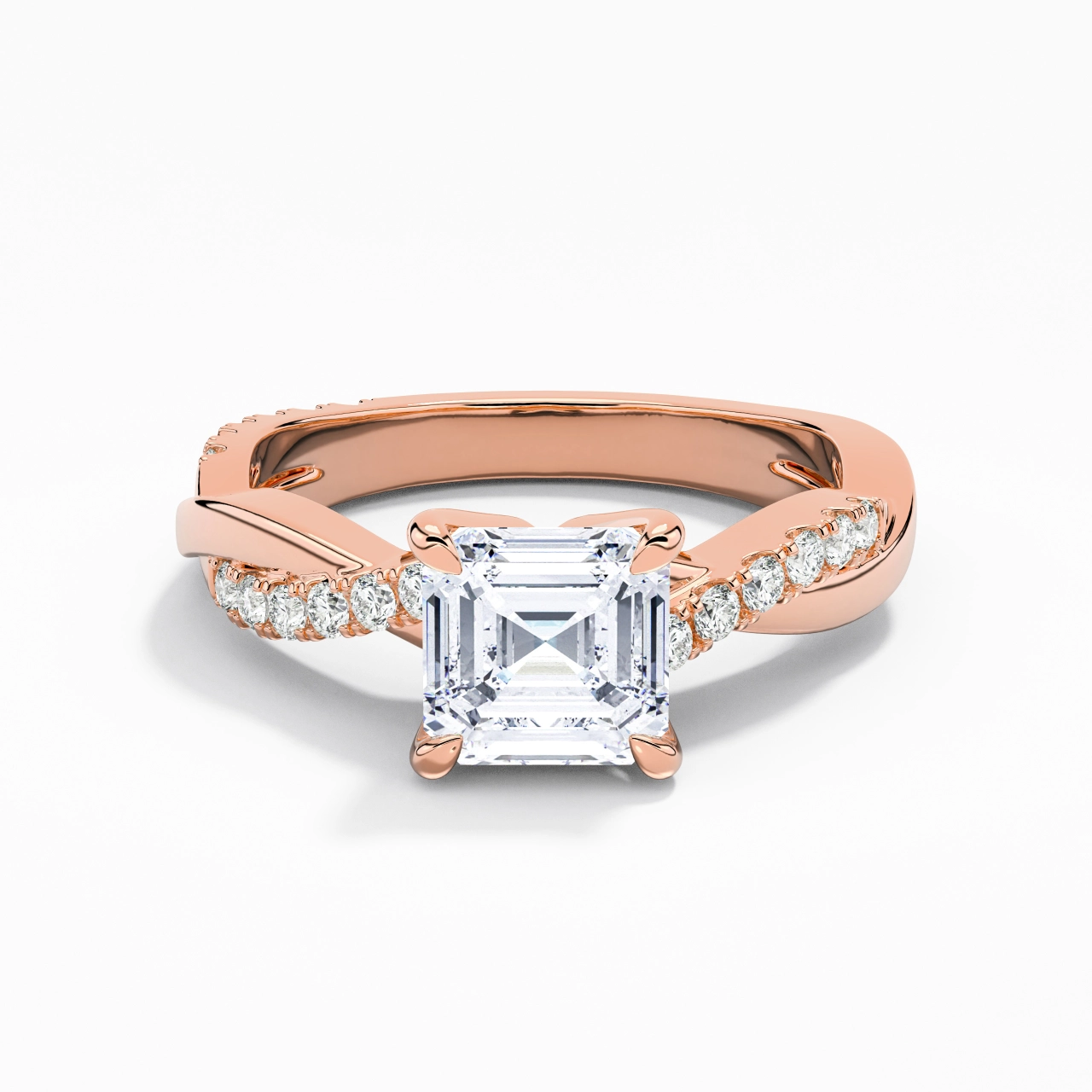 1.00ct Moissanite Engagement Ring 14K Rose Gold