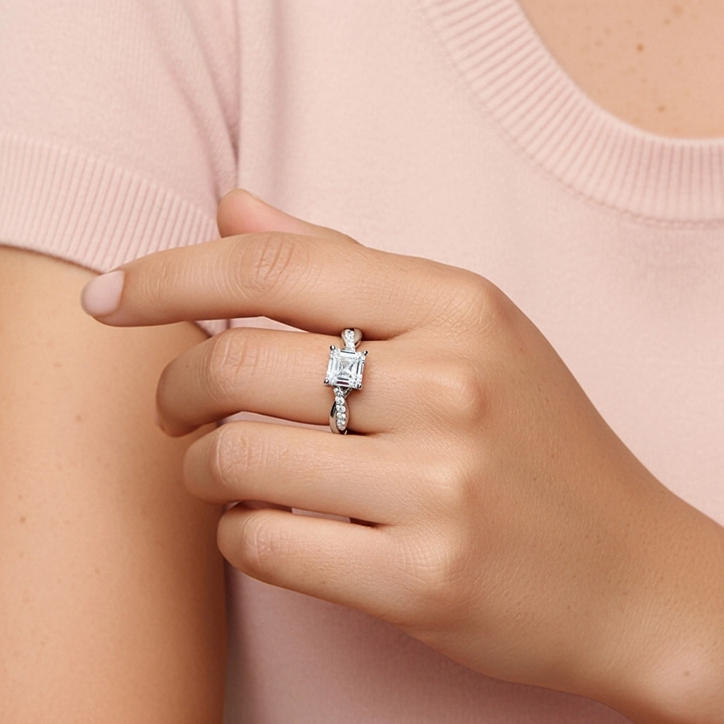 East West Engagement Ring 1.00ct Moissanite