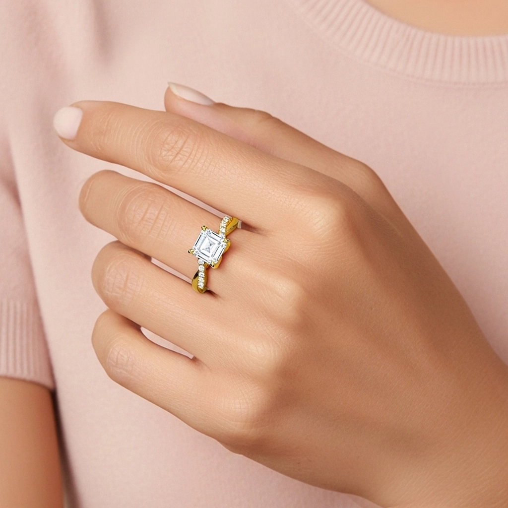 East West Engagement Ring 1.00ct Moissanite