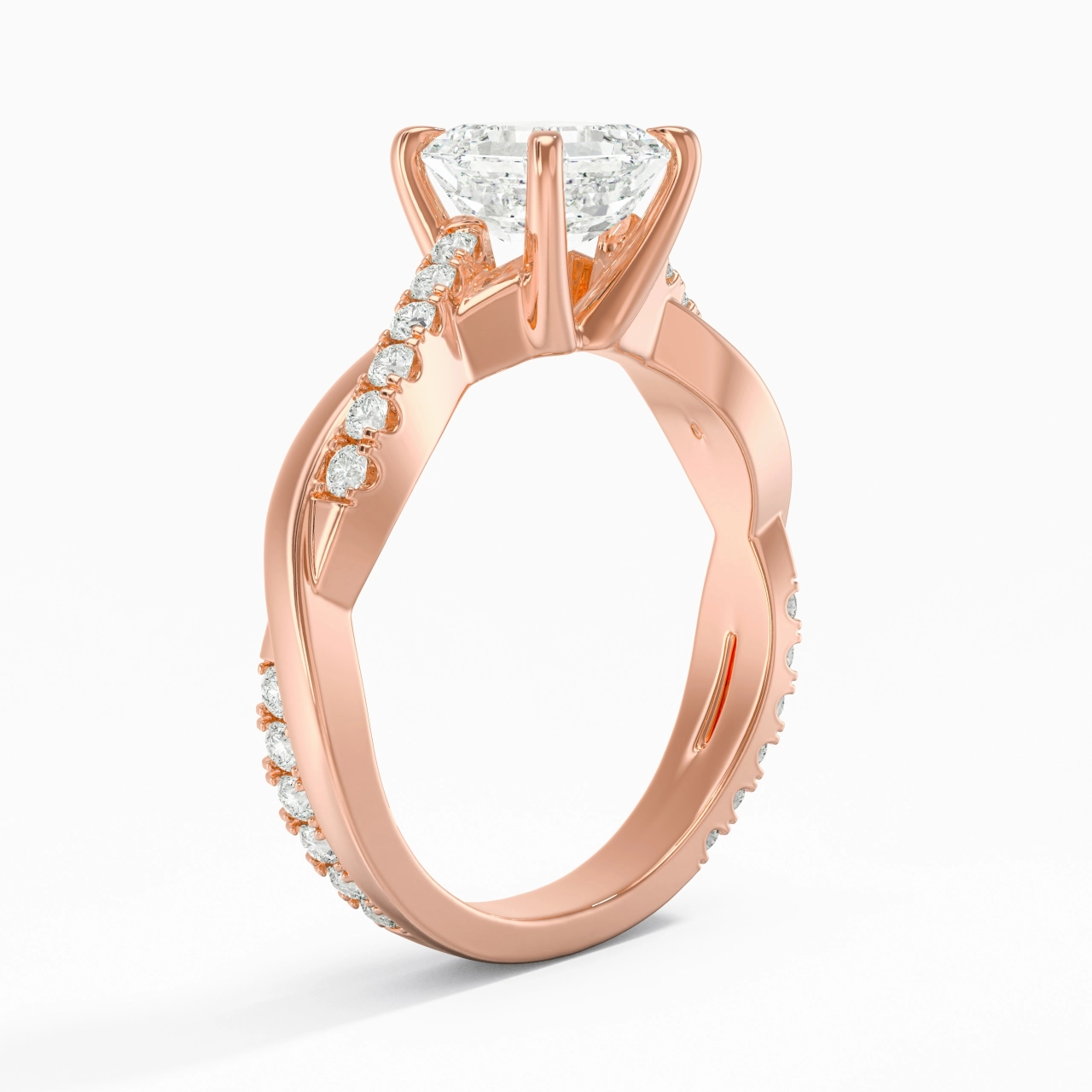 1.00ct Moissanite Engagement Ring 14K Rose Gold