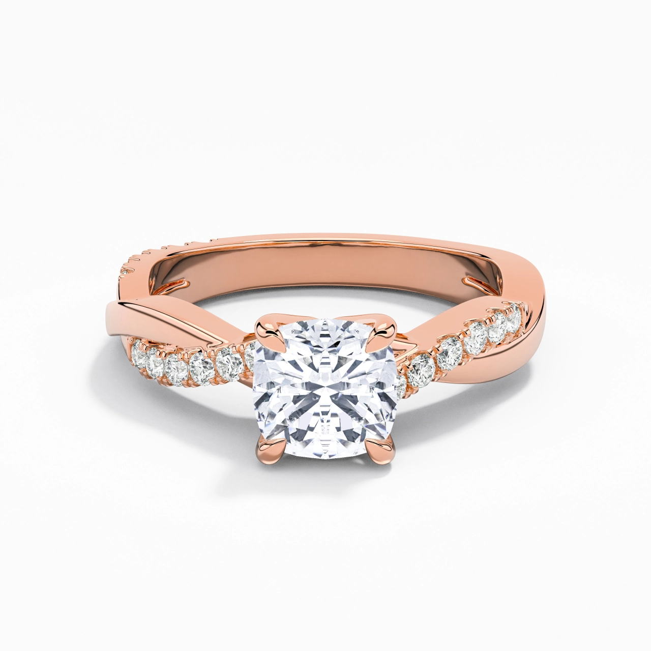 1.00ct Moissanite Engagement Ring 18K Rose Gold