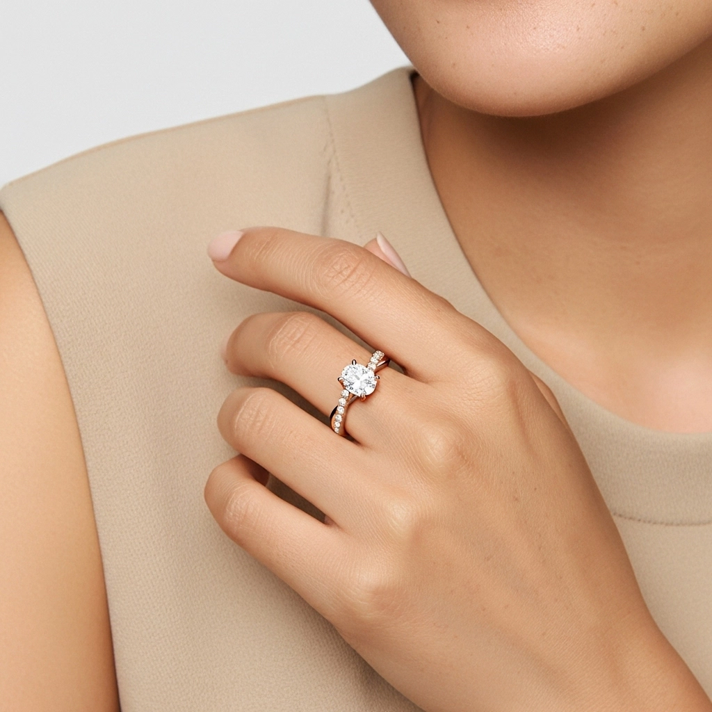 1.00ct Moissanite Engagement Ring 14K Rose Gold