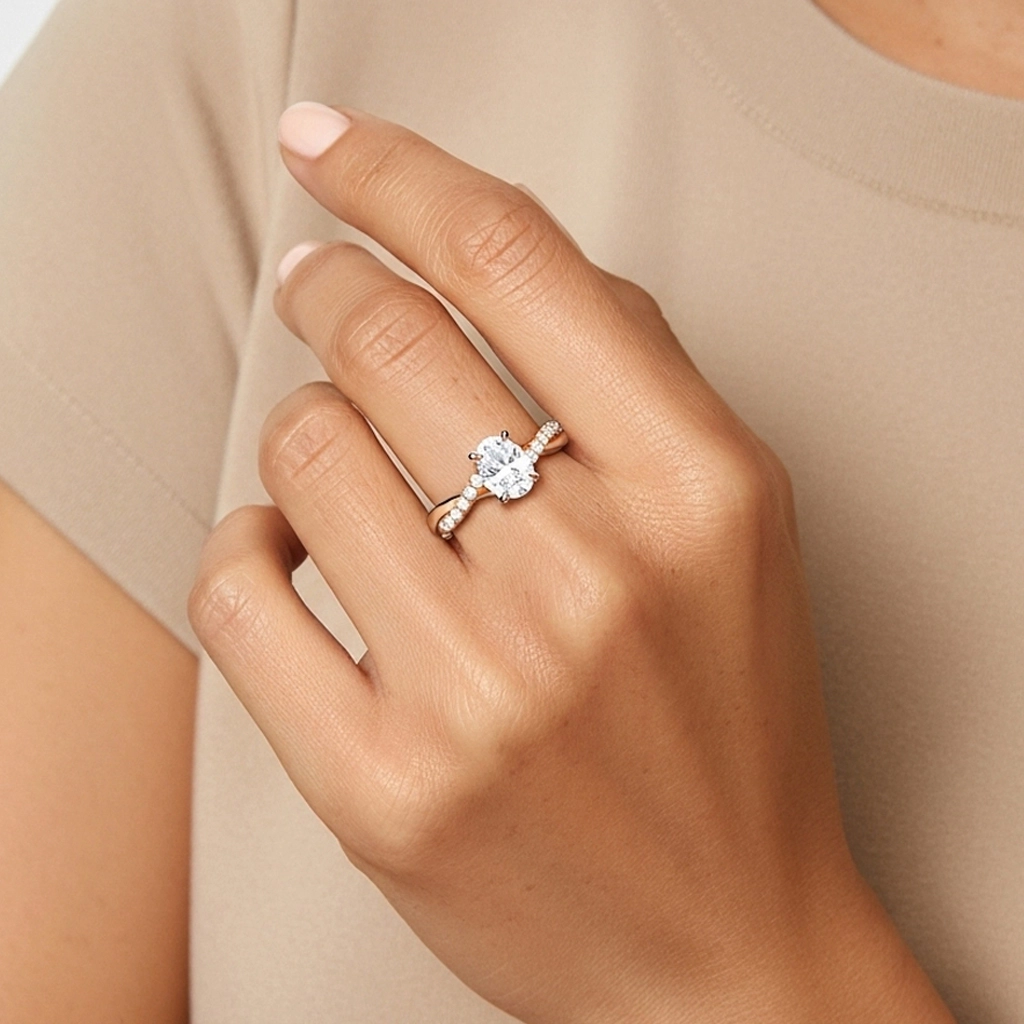 1.00ct Moissanite Engagement Ring 14K Rose Gold