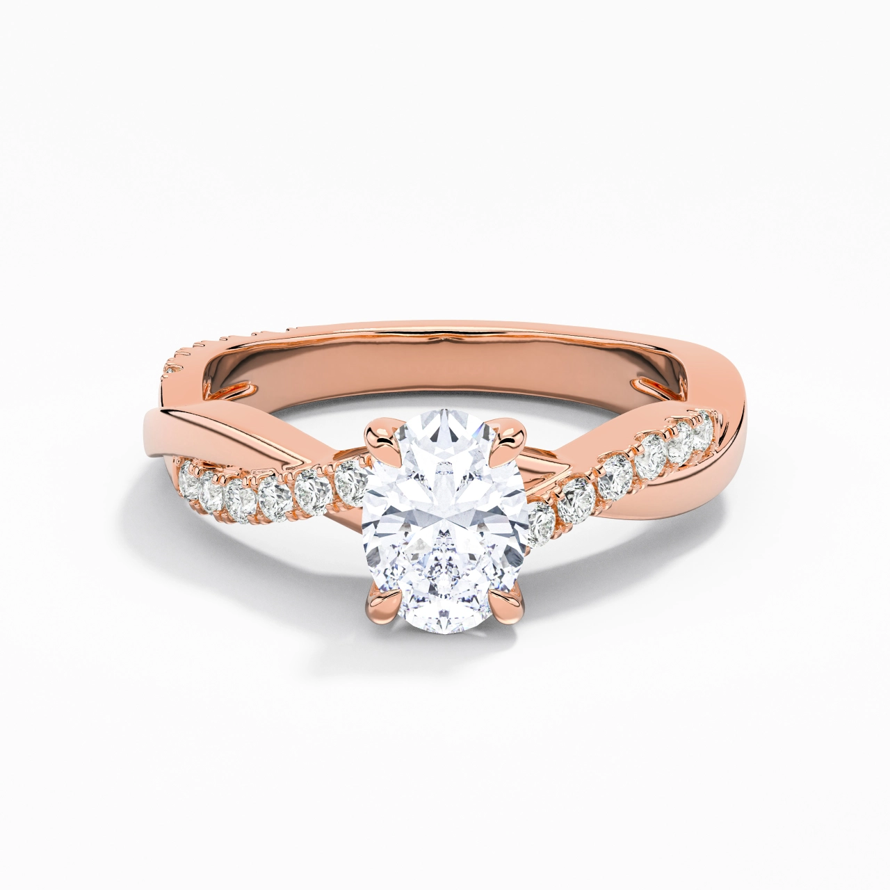 1.00ct Moissanite Engagement Ring 18K Rose Gold